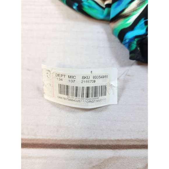 CALVIN KLEIN Womens Green/Blue/Black Wrap Style 3/4 Sleeve Dress Size 6 - Picture 7 of 10